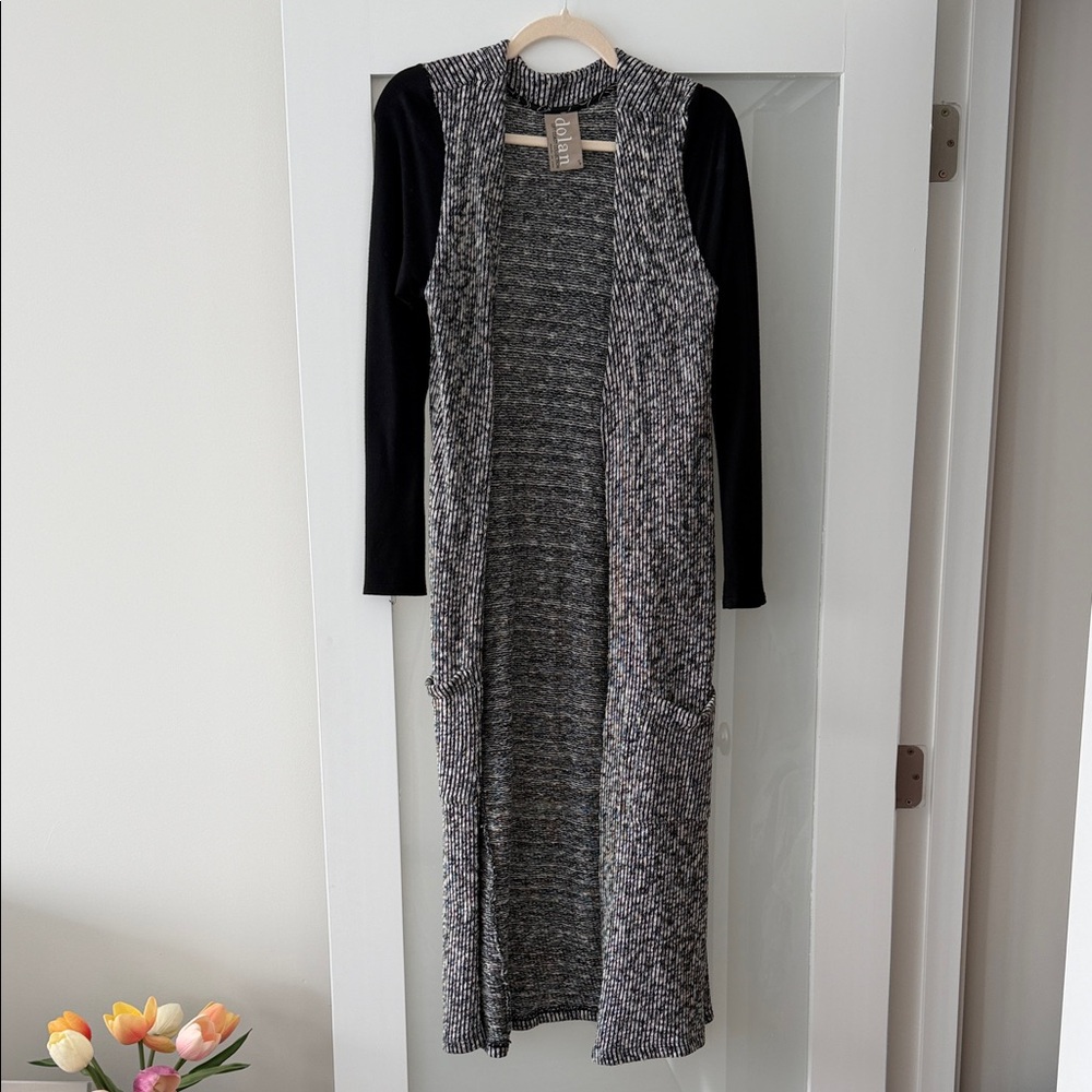 Dolan Black and Gray Long Sleeve Knit Sweater